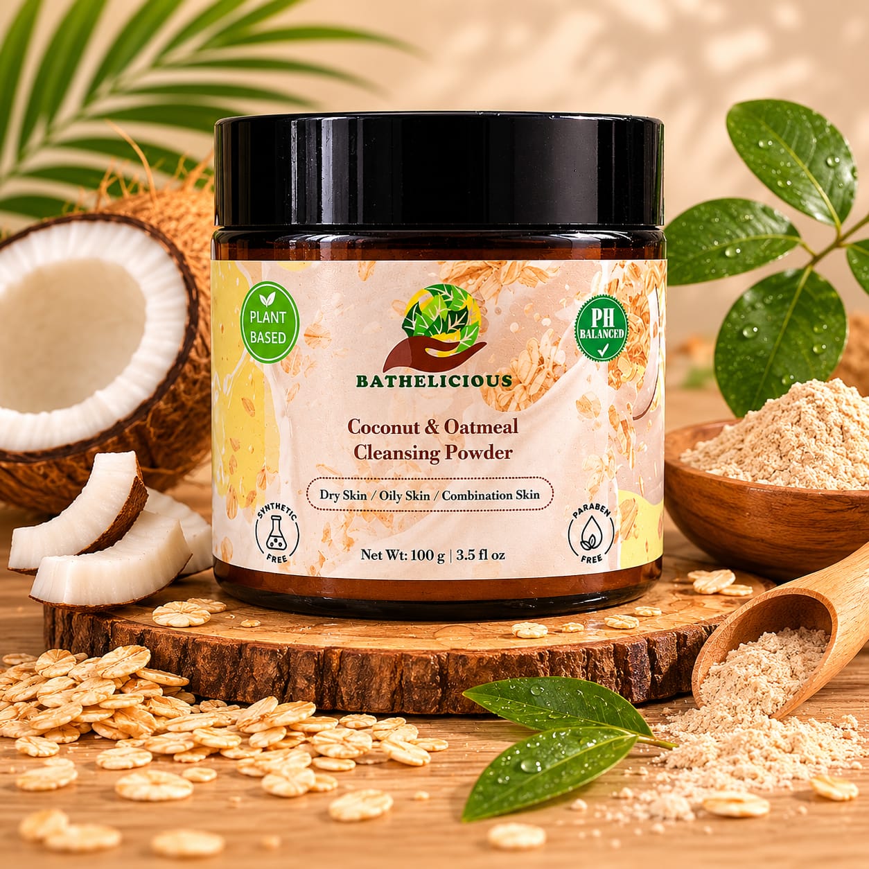 Coconut and Oatmeal Cleansing Powder for Face/Body/Hair - Kids