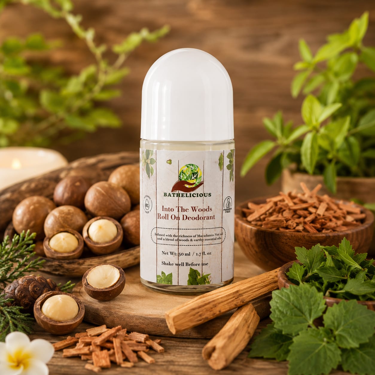 Into The Woods Roll-On Deodorant for Long Lasting Freshness | Free from Aluminium & Alcohol |  Bathelicious
